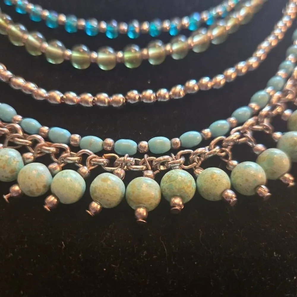 NWOT 5 strand Mixed Bead Necklace Turquoise